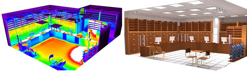 Расчет освещенности для помещения с 3D-визуализацией